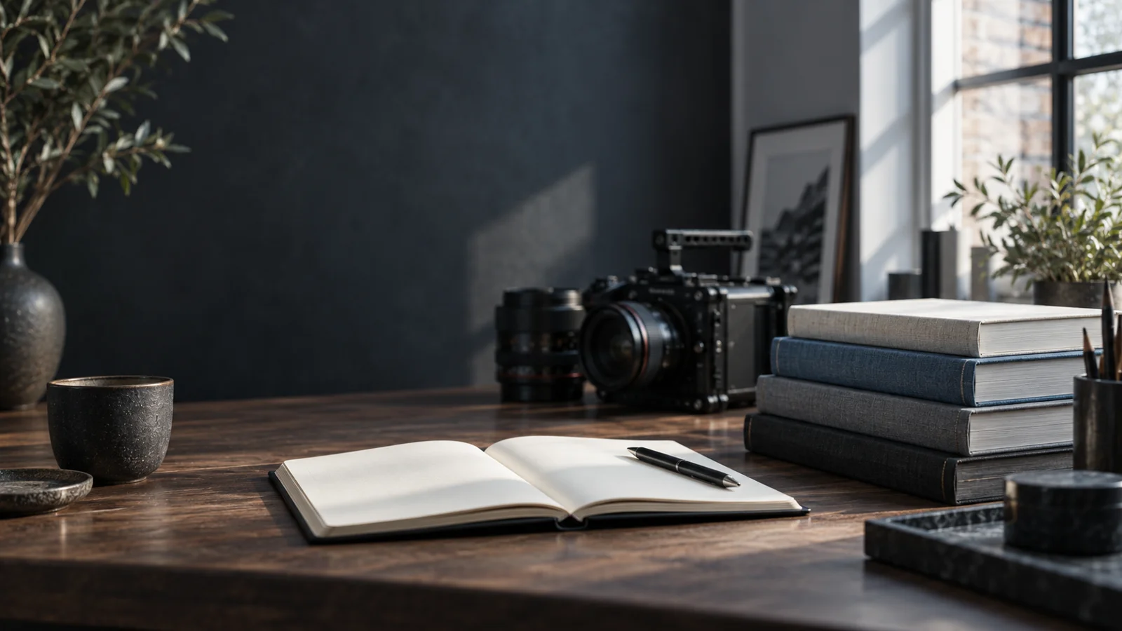 Books and a notebook in the Lumina educational publishing setting